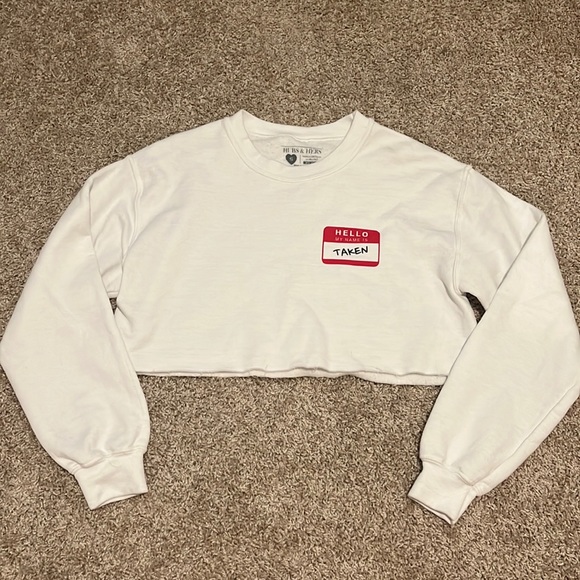 Hello My Name Is Taken Cropped Crewneck | Size Small - Picture 1 of 6